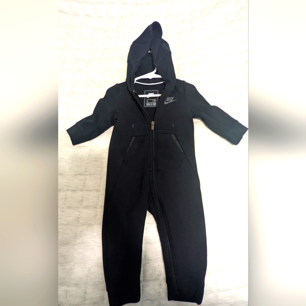 Baby Black Nike hooded jumpsuit